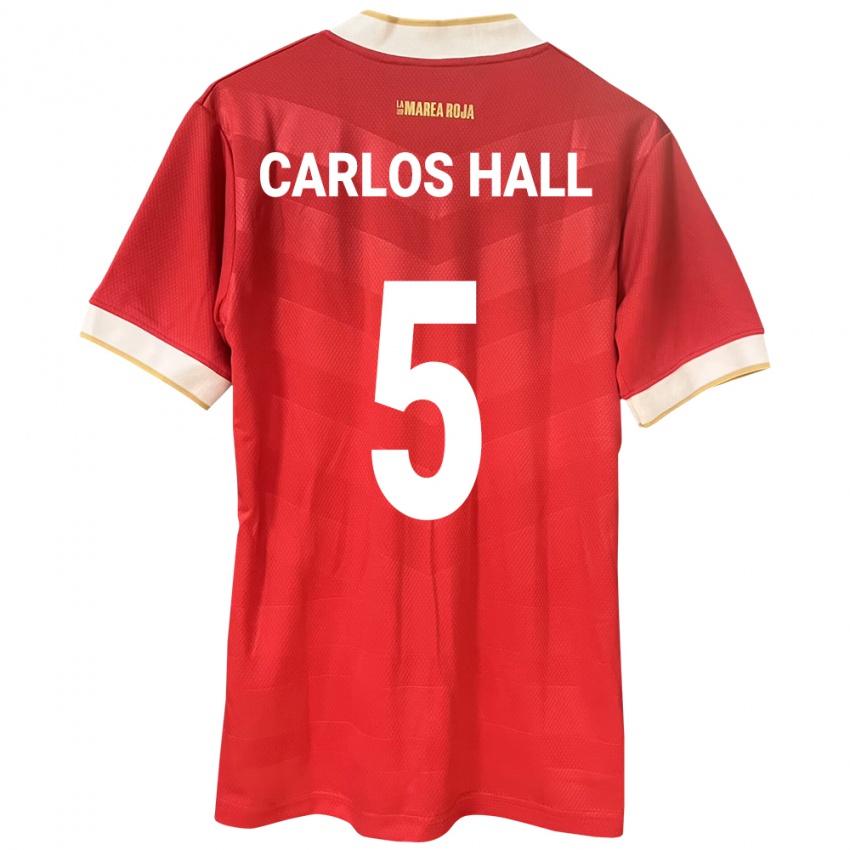 Mujer Camiseta Panamá Juan Carlos Hall #5 Rojo 1ª Equipación 24-26 La Camisa Perú