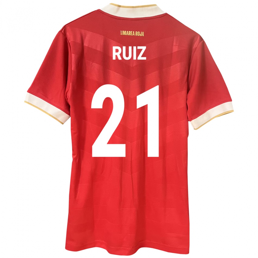 Mujer Camiseta Panamá Alberto Ruiz #21 Rojo 1ª Equipación 24-26 La Camisa Perú