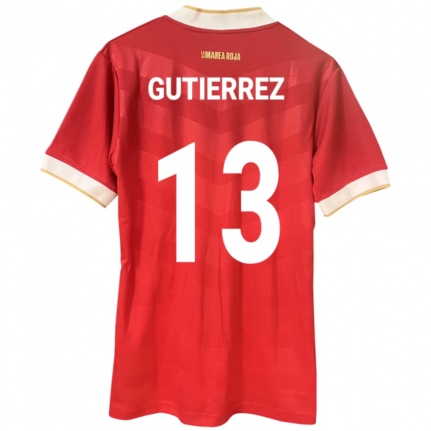 Mujer Camiseta Panamá Mickeylis Gutiérrez #13 Rojo 1ª Equipación 24-26 La Camisa Perú
