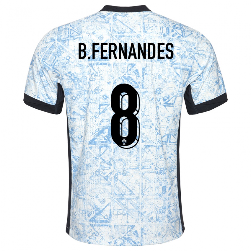 Mujer Camiseta Portugal Bruno Fernandes #8 Crema Azul 2ª Equipación 24-26 La Camisa Perú