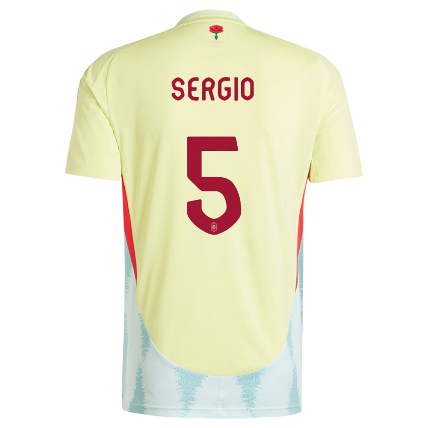 Mujer Camiseta España Sergio Busquets #5 Amarillo 2ª Equipación 24-26 La Camisa Perú