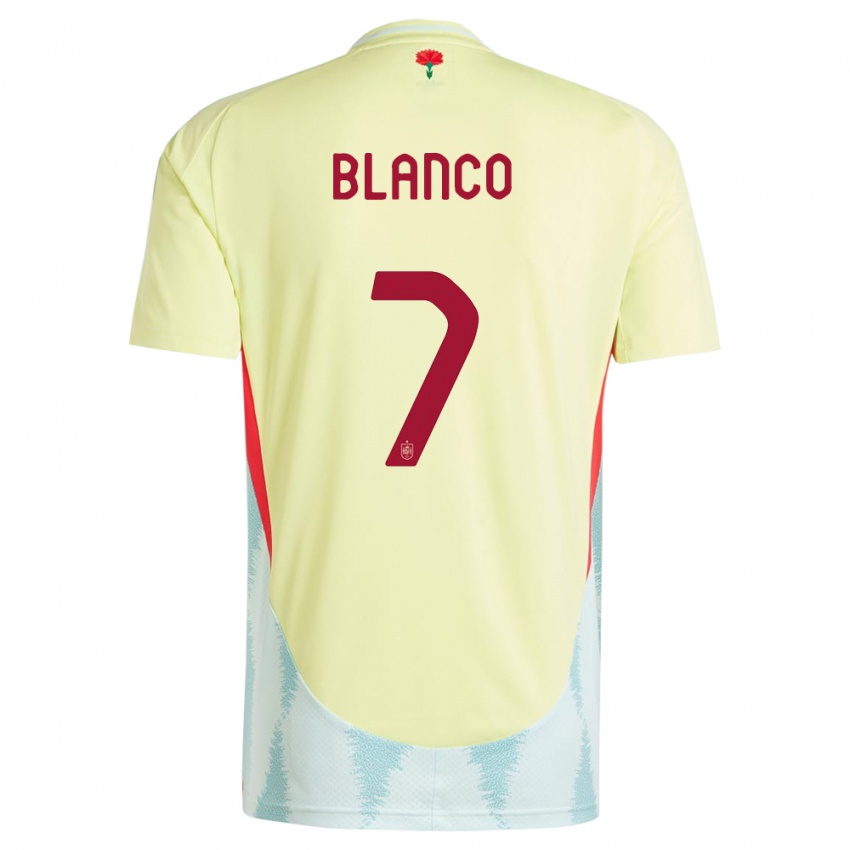Mujer Camiseta España Fabio Blanco #7 Amarillo 2ª Equipación 24-26 La Camisa Perú