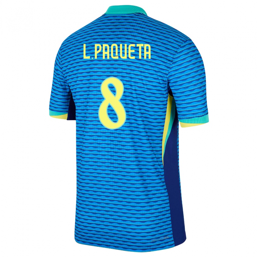 Mujer Camiseta Brasil Lucas Paqueta #8 Azul 2ª Equipación 24-26 La Camisa Perú