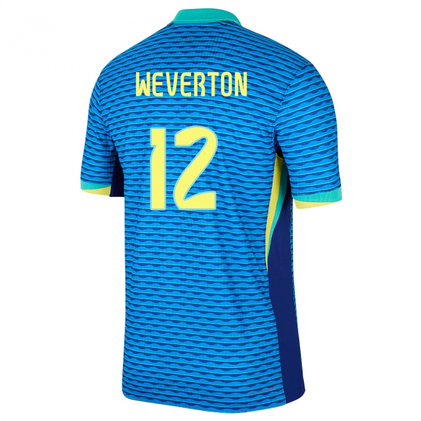 Mujer Camiseta Brasil Weverton #12 Azul 2ª Equipación 24-26 La Camisa Perú