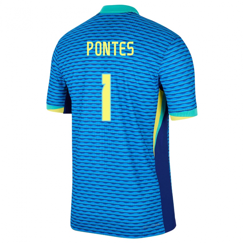 Mujer Camiseta Brasil Mycael Pontes #1 Azul 2ª Equipación 24-26 La Camisa Perú