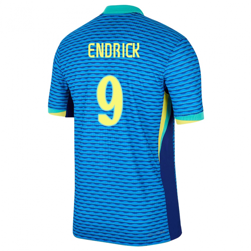 Mujer Camiseta Brasil Endrick #9 Azul 2ª Equipación 24-26 La Camisa Perú