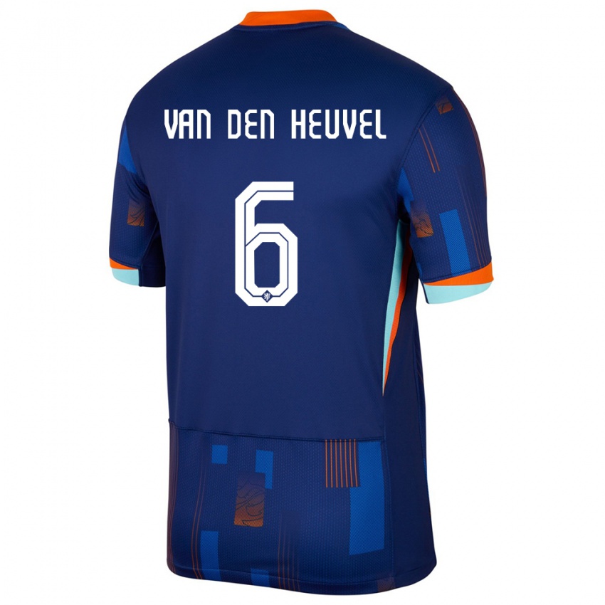 Mujer Camiseta Países Bajos Tim Van Den Heuvel #6 Azul 2ª Equipación 24-26 La Camisa Perú
