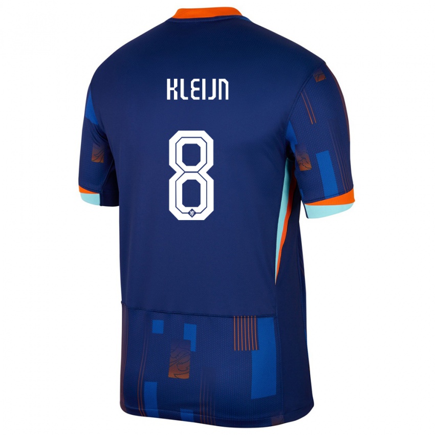 Mujer Camiseta Países Bajos Mike Kleijn #8 Azul 2ª Equipación 24-26 La Camisa Perú