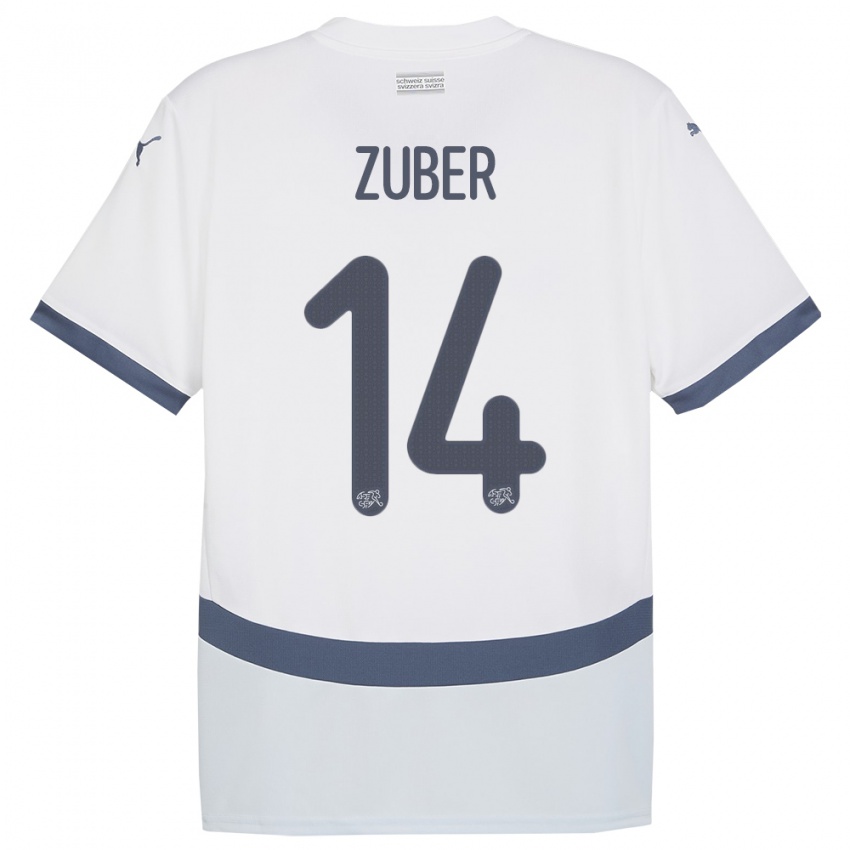 Mujer Camiseta Suiza Steven Zuber #14 Blanco 2ª Equipación 24-26 La Camisa Perú