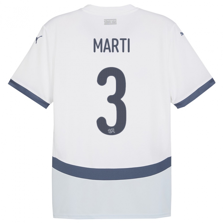 Mujer Camiseta Suiza Lara Marti #3 Blanco 2ª Equipación 24-26 La Camisa Perú