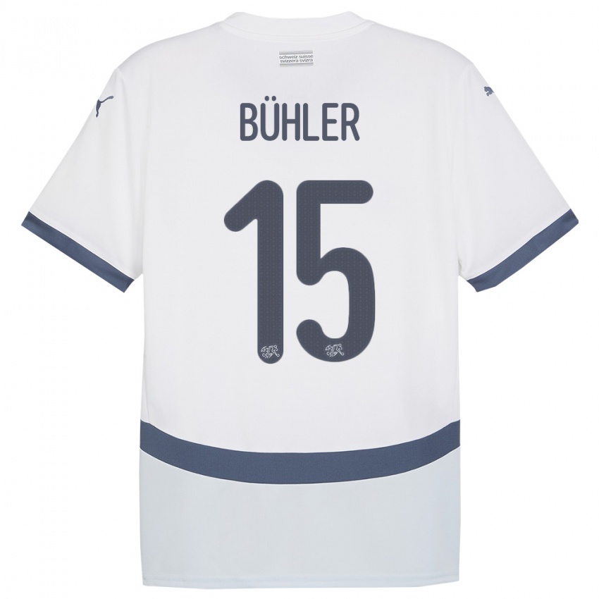 Mujer Camiseta Suiza Luana Buhler #15 Blanco 2ª Equipación 24-26 La Camisa Perú