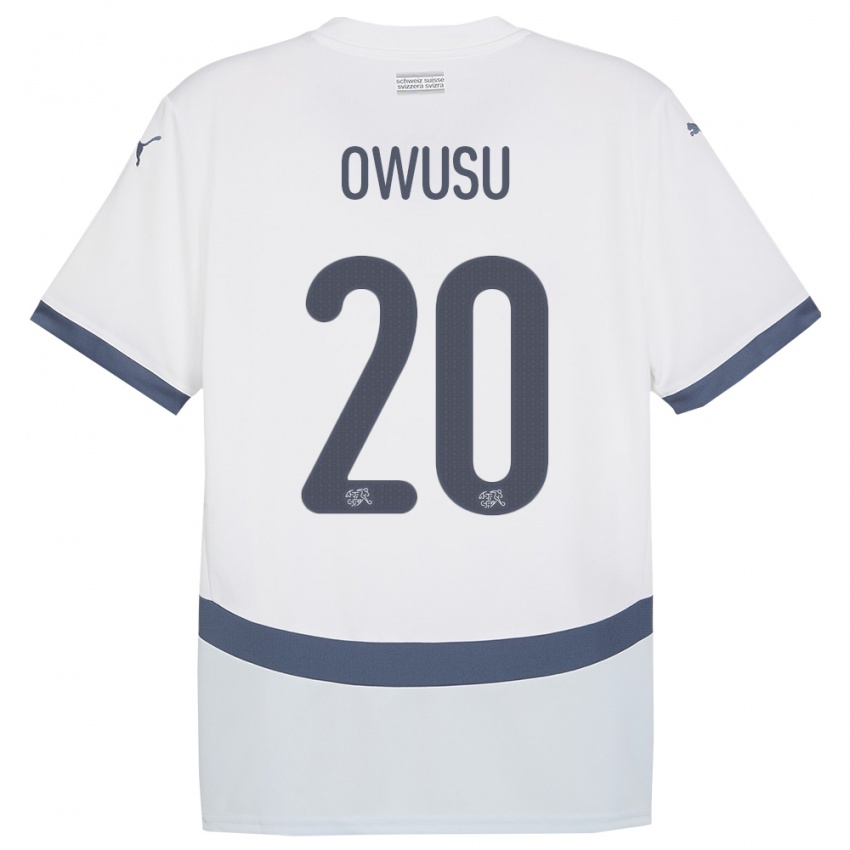 Mujer Camiseta Suiza Tyron Owusu #20 Blanco 2ª Equipación 24-26 La Camisa Perú