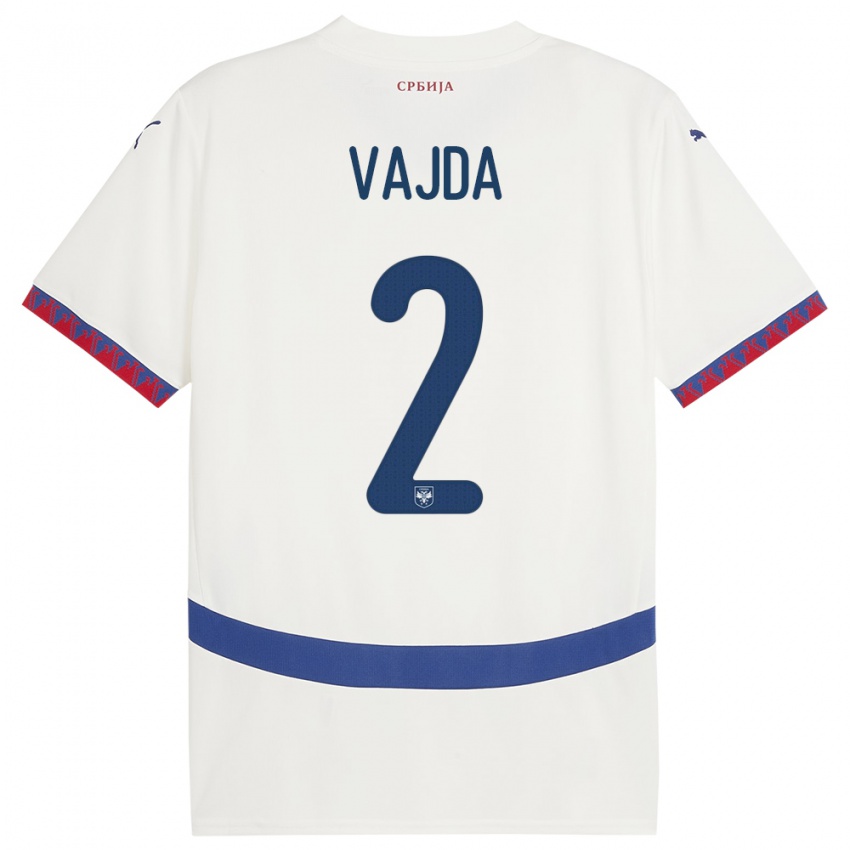 Mujer Camiseta Serbia Orsoja Vajda #2 Blanco 2ª Equipación 24-26 La Camisa Perú
