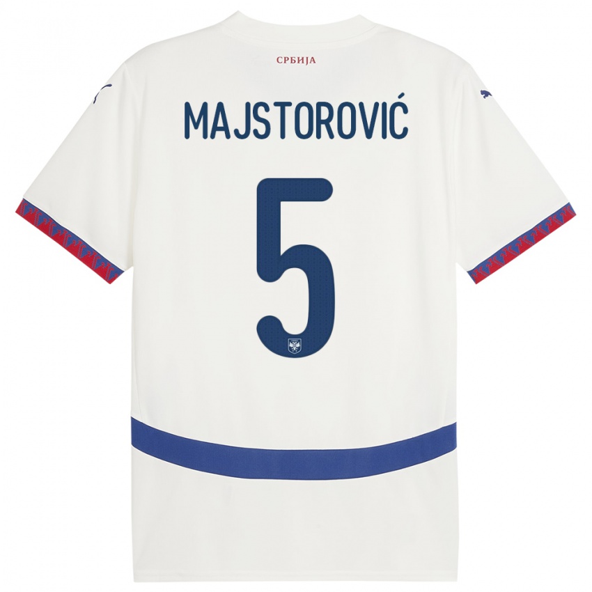 Mujer Camiseta Serbia Milan Majstorovic #5 Blanco 2ª Equipación 24-26 La Camisa Perú