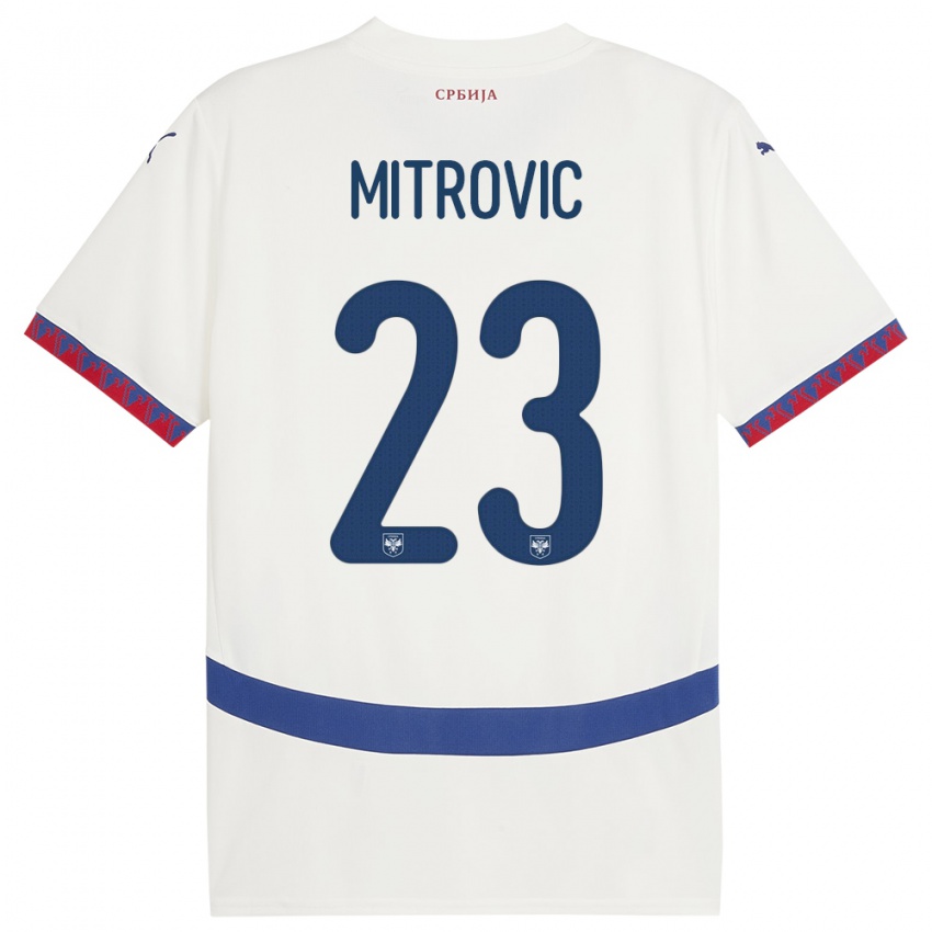 Mujer Camiseta Serbia Vuk Mitrovic #23 Blanco 2ª Equipación 24-26 La Camisa Perú