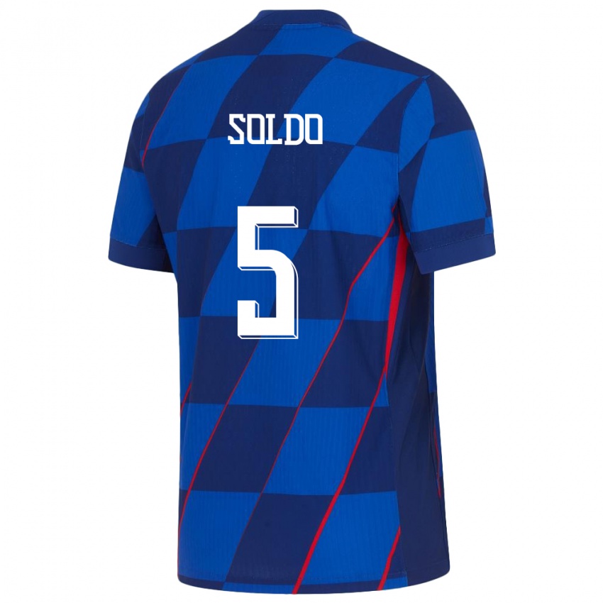 Mujer Camiseta Croacia Nikola Soldo #5 Azul 2ª Equipación 24-26 La Camisa Perú