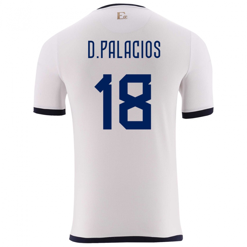 Mujer Camiseta Ecuador Diego Palacios #18 Blanco 2ª Equipación 24-26 La Camisa Perú