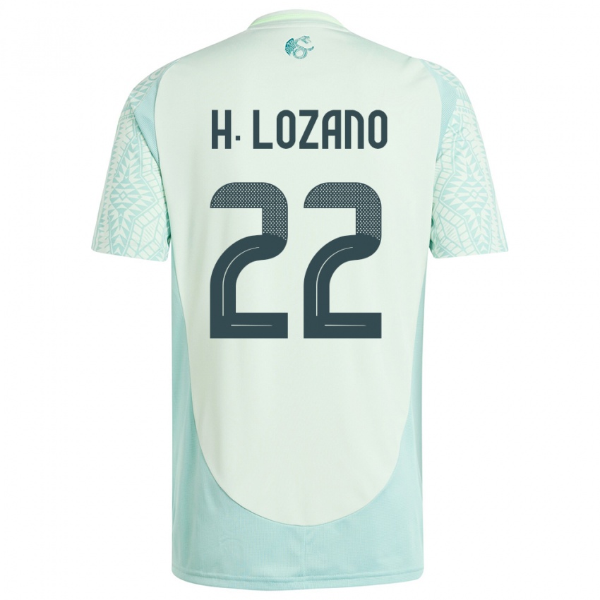 Mujer Camiseta México Hirving Lozano #22 Lino Verde 2ª Equipación 24-26 La Camisa Perú