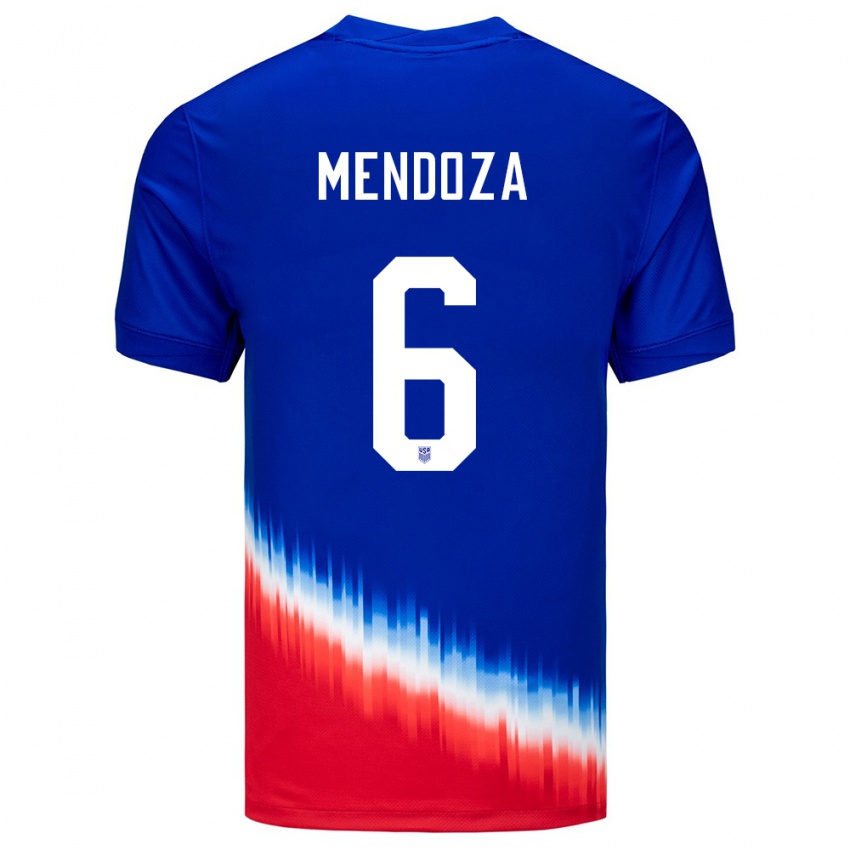 Mujer Camiseta Estados Unidos Edwyn Mendoza #6 Azul 2ª Equipación 24-26 La Camisa Perú