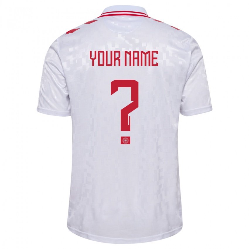 Mujer Camiseta Dinamarca Su Nombre #0 Blanco 2ª Equipación 24-26 La Camisa Perú