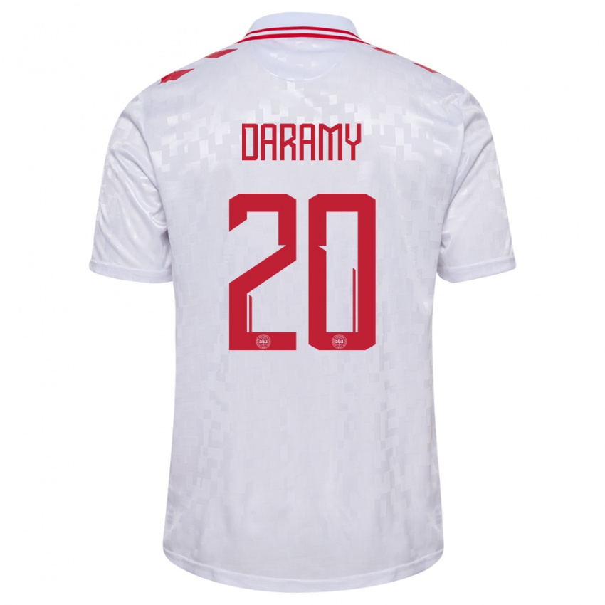 Mujer Camiseta Dinamarca Mohamed Daramy #20 Blanco 2ª Equipación 24-26 La Camisa Perú