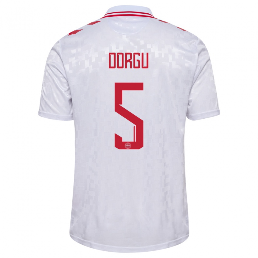 Mujer Camiseta Dinamarca Patrick Dorgu #5 Blanco 2ª Equipación 24-26 La Camisa Perú