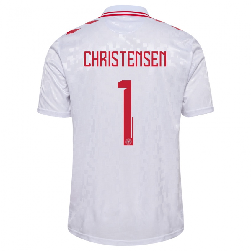 Mujer Camiseta Dinamarca Lene Christensen #1 Blanco 2ª Equipación 24-26 La Camisa Perú