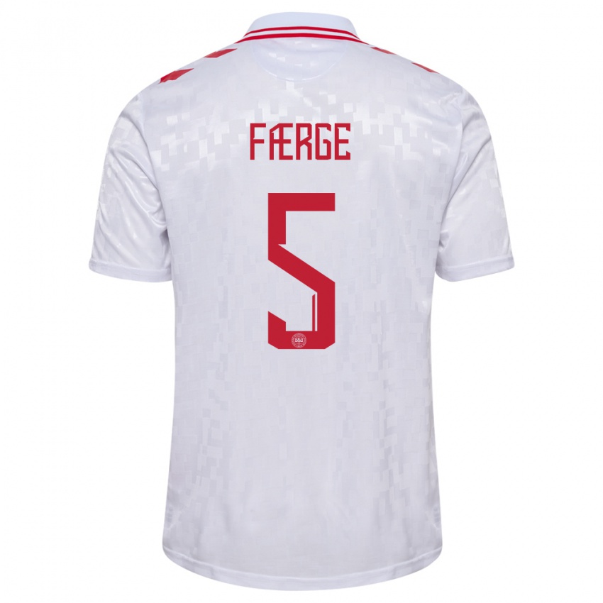 Mujer Camiseta Dinamarca Emma Farge #5 Blanco 2ª Equipación 24-26 La Camisa Perú