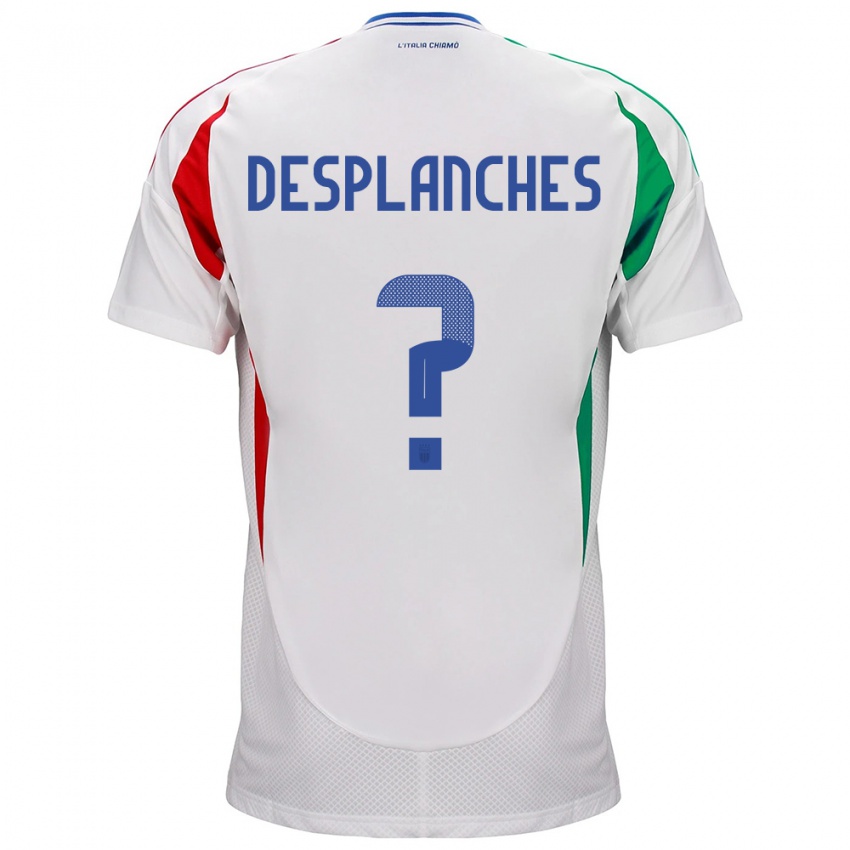 Mujer Camiseta Italia Sebastiano Desplanches #0 Blanco 2ª Equipación 24-26 La Camisa Perú