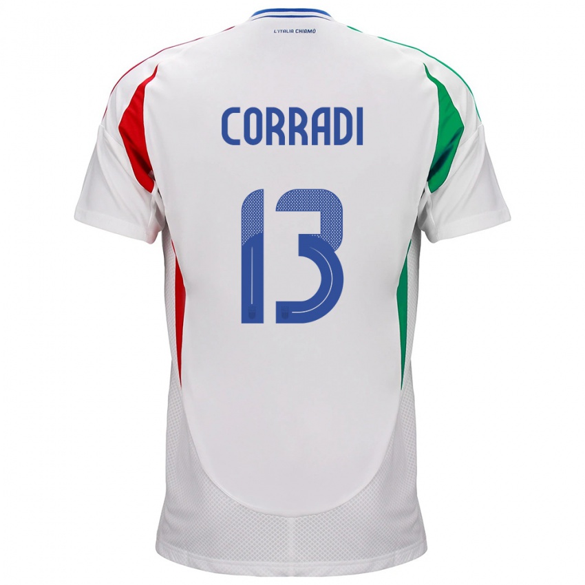 Mujer Camiseta Italia Christian Corradi #13 Blanco 2ª Equipación 24-26 La Camisa Perú