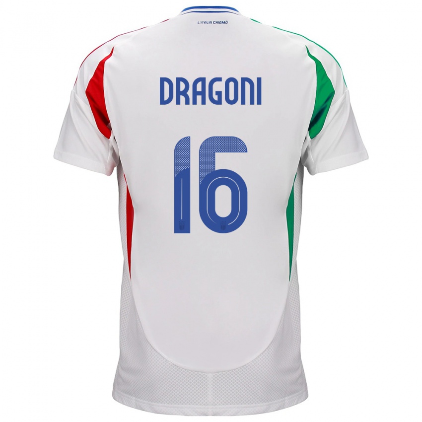 Mujer Camiseta Italia Giulia Dragoni #16 Blanco 2ª Equipación 24-26 La Camisa Perú