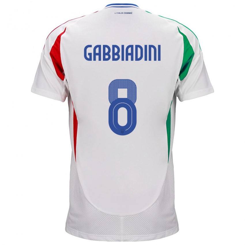 Mujer Camiseta Italia Melania Gabbiadini #8 Blanco 2ª Equipación 24-26 La Camisa Perú