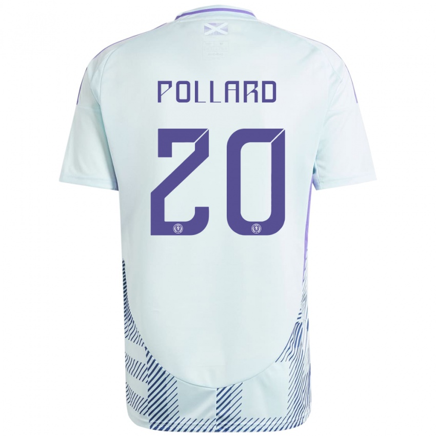 Mujer Camiseta Escocia Lancelot Pollard #20 Azul Menta Claro 2ª Equipación 24-26 La Camisa Perú