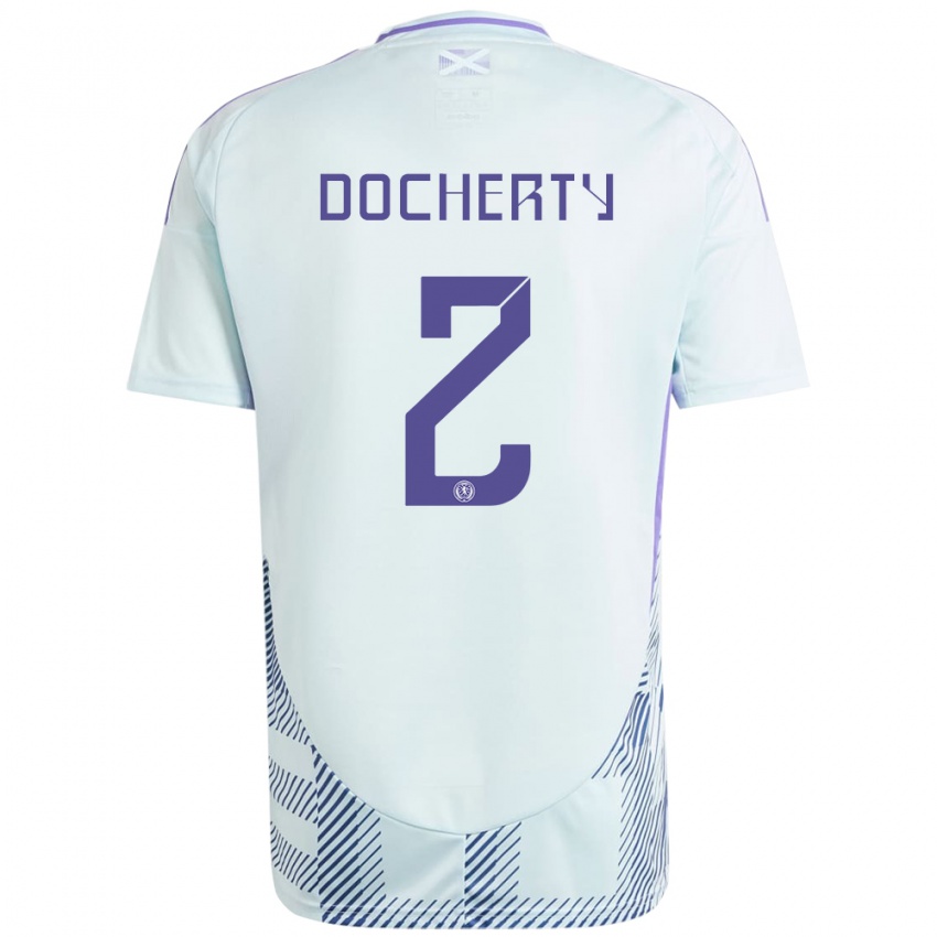 Mujer Camiseta Escocia Nicola Docherty #2 Azul Menta Claro 2ª Equipación 24-26 La Camisa Perú