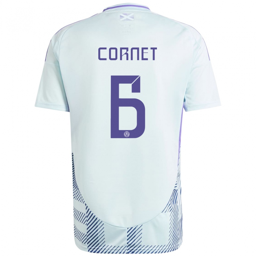 Mujer Camiseta Escocia Chelsea Cornet #6 Azul Menta Claro 2ª Equipación 24-26 La Camisa Perú