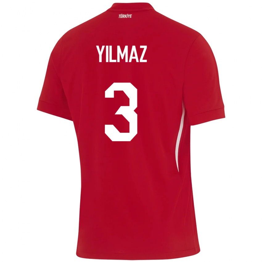 Mujer Camiseta Turquía Berkay Yılmaz #3 Rojo 2ª Equipación 24-26 La Camisa Perú