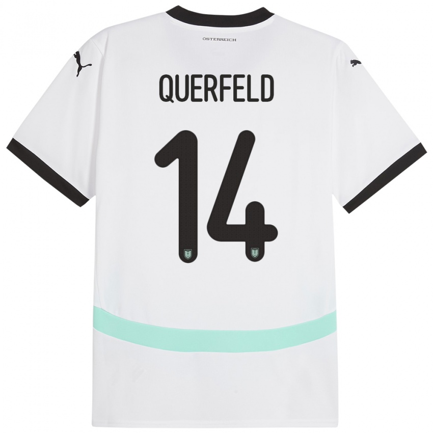 Mujer Camiseta Austria Leopold Querfeld #14 Blanco 2ª Equipación 24-26 La Camisa Perú