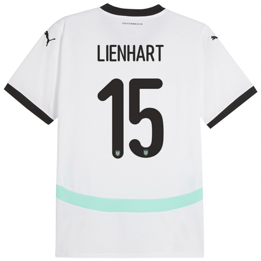 Mujer Camiseta Austria Philipp Lienhart #15 Blanco 2ª Equipación 24-26 La Camisa Perú