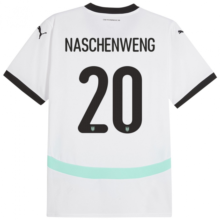 Mujer Camiseta Austria Katharina Naschenweng #20 Blanco 2ª Equipación 24-26 La Camisa Perú
