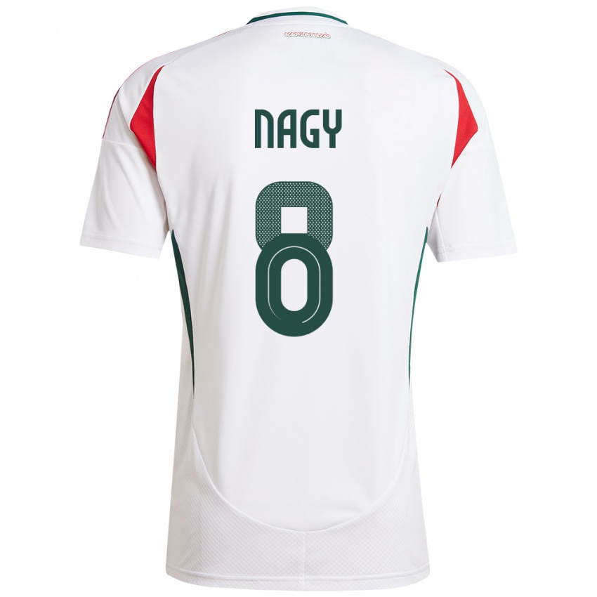 Mujer Camiseta Hungría Ádám Nagy #8 Blanco 2ª Equipación 24-26 La Camisa Perú