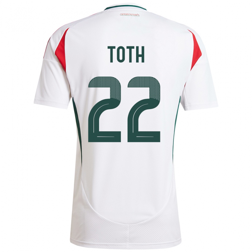 Mujer Camiseta Hungría Balázs Tóth #22 Blanco 2ª Equipación 24-26 La Camisa Perú