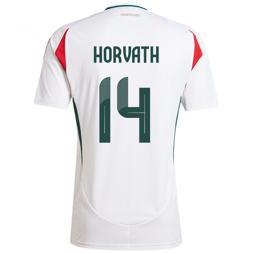 Mujer Camiseta Hungría Artúr Horváth #14 Blanco 2ª Equipación 24-26 La Camisa Perú