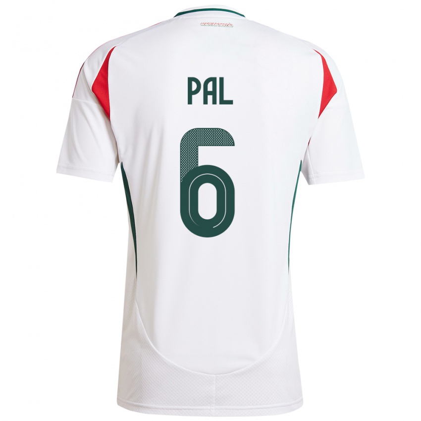 Mujer Camiseta Hungría Barna Pál #6 Blanco 2ª Equipación 24-26 La Camisa Perú
