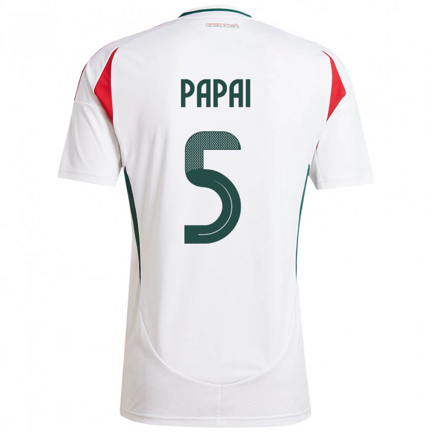 Mujer Camiseta Hungría Emőke Pápai #5 Blanco 2ª Equipación 24-26 La Camisa Perú