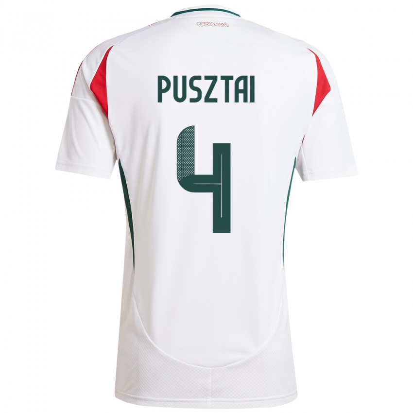 Mujer Camiseta Hungría Sára Pusztai #4 Blanco 2ª Equipación 24-26 La Camisa Perú