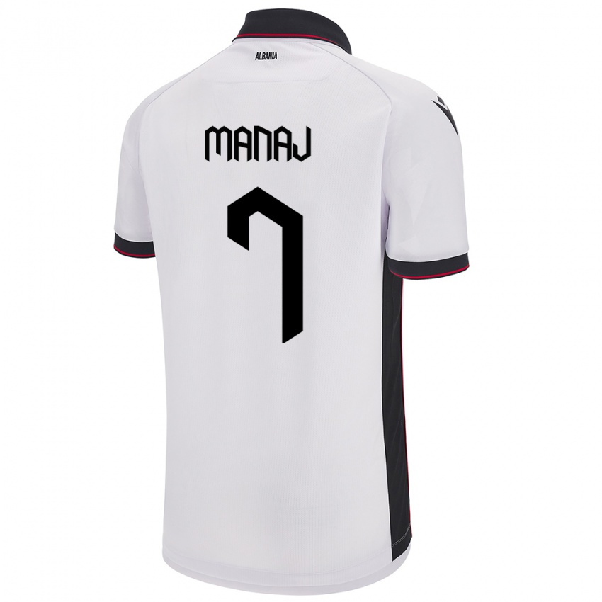 Mujer Camiseta Albania Rey Manaj #7 Blanco 2ª Equipación 24-26 La Camisa Perú