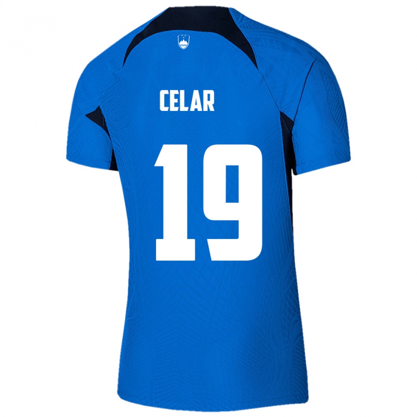 Mujer Camiseta Eslovenia Zan Celar #19 Azul 2ª Equipación 24-26 La Camisa Perú