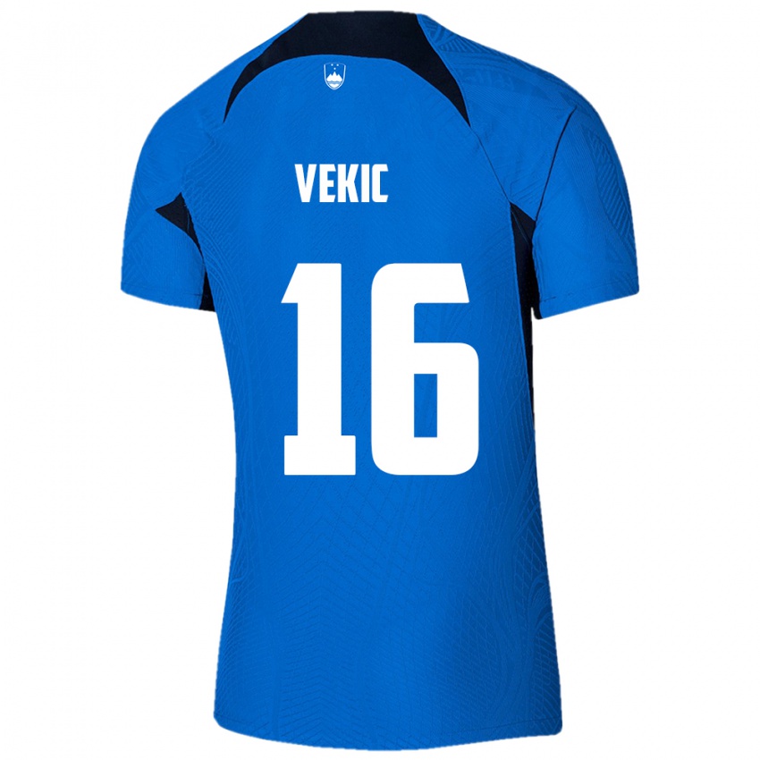 Mujer Camiseta Eslovenia Igor Vekic #16 Azul 2ª Equipación 24-26 La Camisa Perú