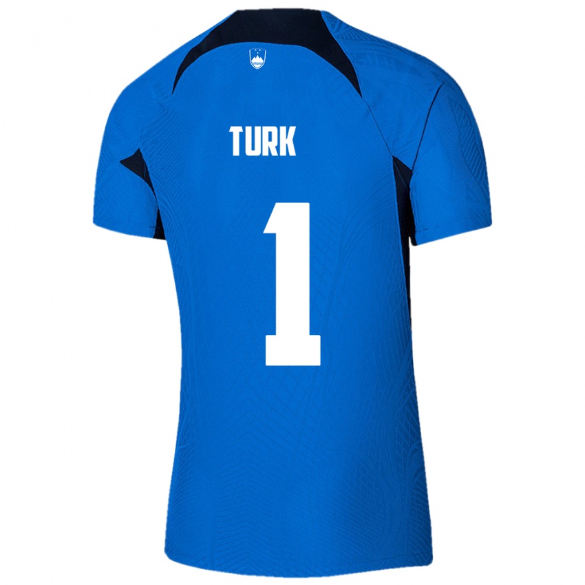 Mujer Camiseta Eslovenia Martin Turk #1 Azul 2ª Equipación 24-26 La Camisa Perú