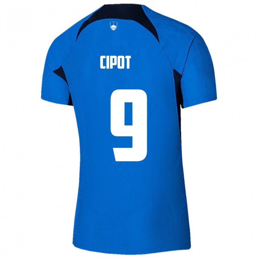 Mujer Camiseta Eslovenia Tio Cipot #9 Azul 2ª Equipación 24-26 La Camisa Perú